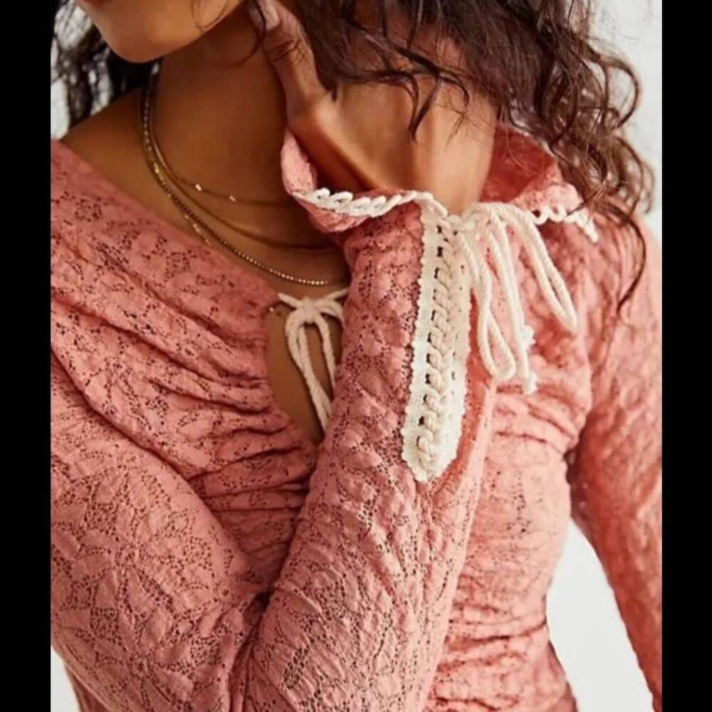 Free People Lilah Lace Blouse - Picture 1 of 8